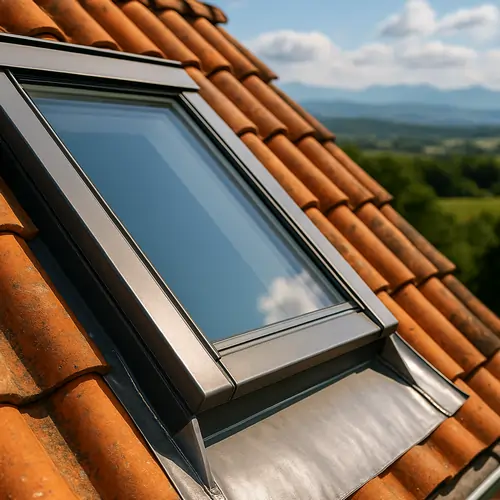 Pose de solins métalliques autour d'une fenêtre de toit Velux